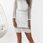 Dámské retro bílé patchwork krajky duté mini šaty