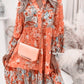 Ženy vintage květinové tisk v krku mini šaty