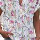 Tištěné v-neck klopa tlačítko vintage casual s dlouhým rukávem košile