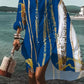 Neformální dámské košilové šaty s volným pasem a dlouhým rukávem s potiskem