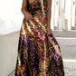 Women's loose casual ethnic floral print slip maxi dress