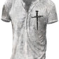 Pánské módní outdoorové tričko bez límečku s krátkým rukávem s potiskem