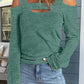 Women's fashion casual solid color strapless loose long-sleeved t-shirt