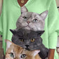 Ženy volné roztomilé kočky grafické tisk v krku s dlouhým rukávem top