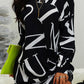 Women's long sleeve letter print round neck casual loose mini dress