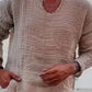Pánské denní prádlo volné v krku surový okraj s dlouhým rukávem košile top