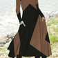 Women's vintage patchwork round neck long sleeve maxi dress