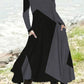 Women's vintage patchwork round neck long sleeve maxi dress