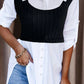 Dámské retro jednofarebné dlouhé rukávy v-neck falešné dvoudílné košile top