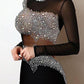 Women's vintage mesh silver-covered mini dress