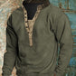 Pánské retro stojan golier s dlouhým rukávem tričko outdoor sweatshirt