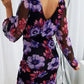 0women's vintage purple floral mesh mini dress