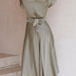 Dámské retro jednofarebné v-neck nepravidelné sukně midi šaty
