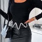 Women's vintage pearl chain long sleeve t-shirt bodysuit